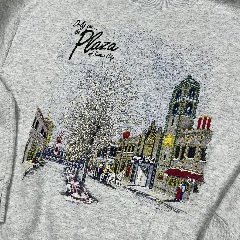 Fruit of the Loom Sweatshirt Adult L Gray Only on the Plaza Kansas City Vintage
